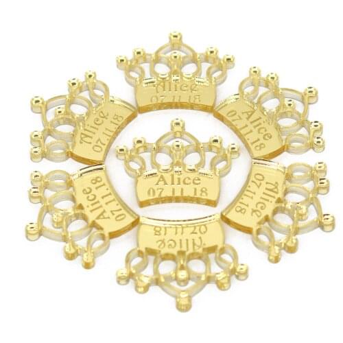 50 Pcs Personalized Custom Acrylic Prince Baby Name & Date Baby Shower Princess Birthday Party Table Center Decoration Baptism