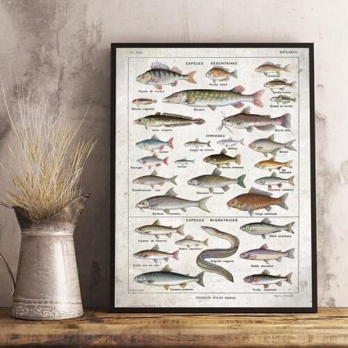 Abstract Fish Retro Posters Modern Canvas Painting Wall Poster Decorative Picture For Living Room Bedroom Dining Room Home Decor