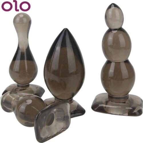 OLO Silicone Jelly Anal Plug Anal Bead Butt Plugs Prostate Massager For Woman Men Gay Adult Product