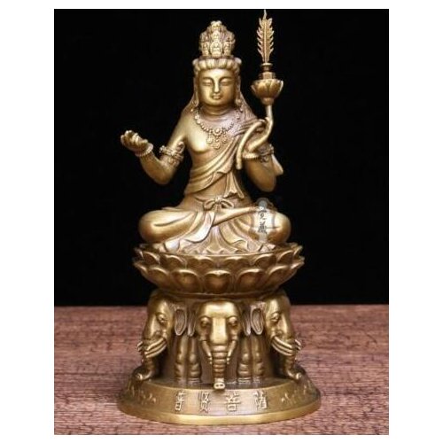 6" Asian Antique Tibet Handmade bronze Samantabhadra Bhodisattva Statues