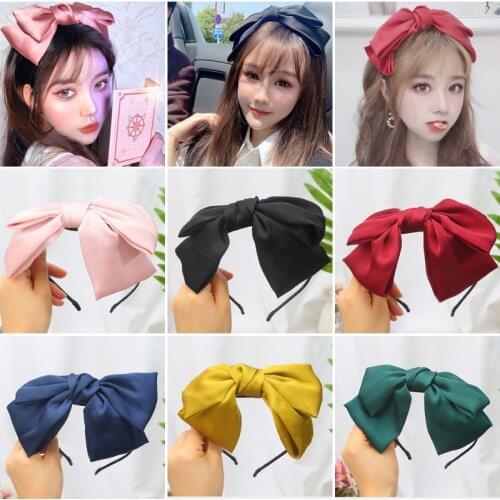 Bowknot Solid Color Knot Headbands Hair Clip For Women Simple Fabric Girls Hairband Women Hair Accessories Wide Side Hair Band