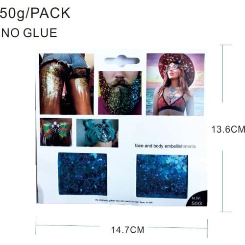 BG10 Sea Blue Body and Hair Glitter ideal for Festival Body Paint on Coachella Party or Carnival