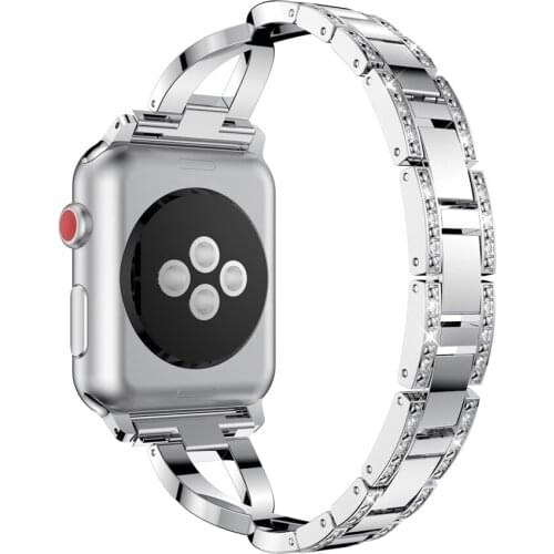 Stainless Metal Wristband Strap Watchband for iWatch Apple 38/40mm 42/44mm Series 6 5 4 Metal Wrist Strap Bracelet Crystal Bling