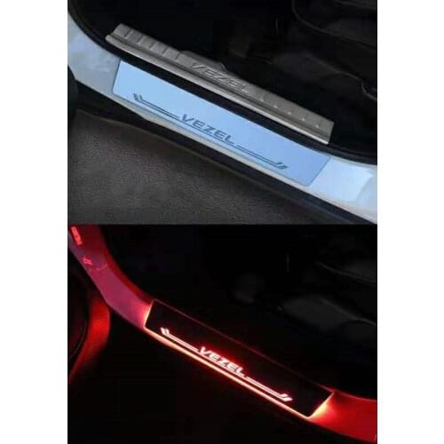 Express delivery led door sill plate strip welcome light threshold guard protectors for Honda vezel