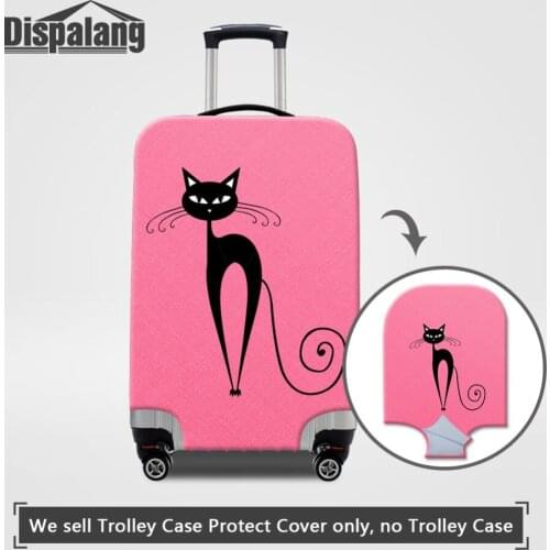 Dispalang Cartoon Elastic Trolley Case Dust Cover Abstract Cat Pink Travel Luggage Suitcase Protective Cover for 18-32 inch Case