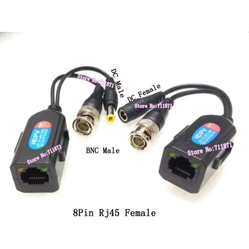 CVI TVI AHD CVBS Split Joint HD Video Balun With network cable DC BNC extension cord Rj45 cable extend BNC DC Adapter connector