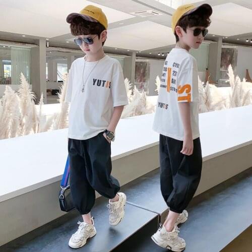Childrens Clothing 2021 New Short Sleeve Sets Baby Boy Summer Fashion Handsome T Shirt Pants Two-piece Suit