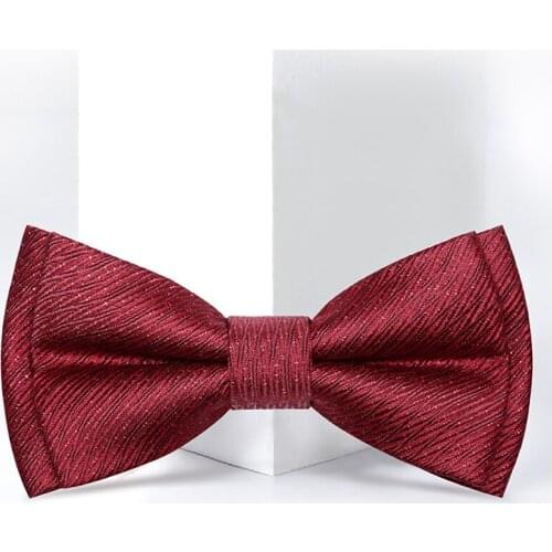 Designer Brand Luxury Wine Red Bowtie For Men Top Quality Groom Wedding Party Butterfly Bow Tie Silk Two Layer Gift Box