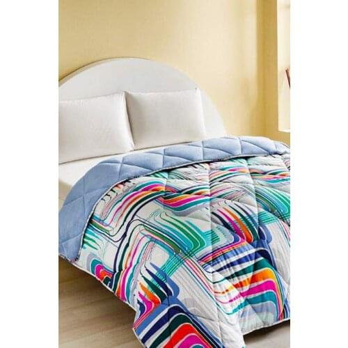 Taç Printed Fleece Quilt Double Illusion Blue