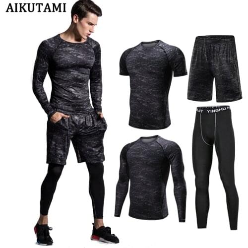 Compression Jogging Sport Suits for Men Running Set Clothes Quick Dry Sports Training Gym Suit Fitness Tracksuit Rashguard Mma