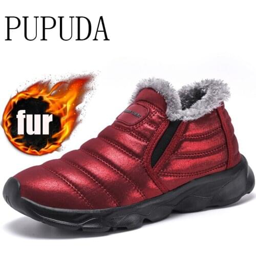PUPUDA Women Casual Shoes Winter Snow Shoes Men Comfotable Women Cotton Shoes Lightweight Warm Sneakers Snow Men Boot