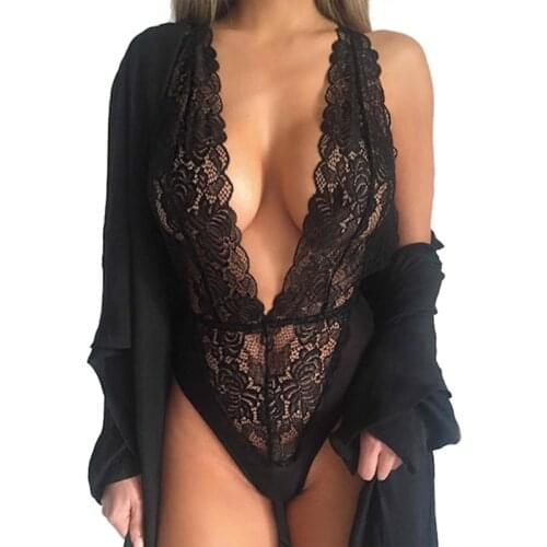 Summer 3 Colors Plus Size Underwear Women Bra Set Lace Transparent Bra And Panty One-piece Ensemble Lingerie Sexy Black Bodysuit