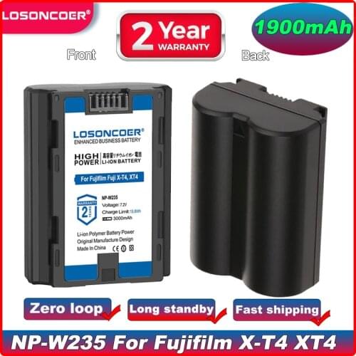 LOSONCOER 3000mAh NP-W235 NP W235 Battery For Fujifilm Fuji X-T4, XT4 GFX 100S,VG-XT4 Vertical Grip