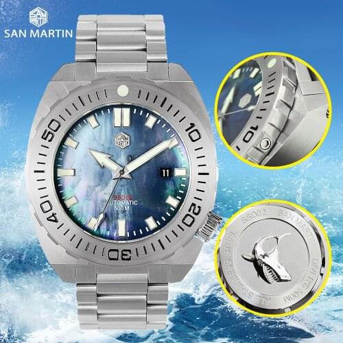 San Martin Diver Men Mechanical Watches Automatic Self-Wind Sapphire Crystal Water Resistant 500m Luminous Stainless Steel Watch