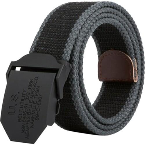 2020 Men Weave Canvas Unisex belt mens waist belt Casual Cargo Belt Military fans Automatic Buckle-Belt Male Field Tactical Belt