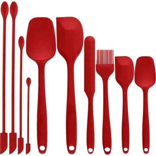 Silicone Spatula Set of 10 PCS Heat Resistant Kitchen Utensil Seamless Design for Cooking Baking and Mixing