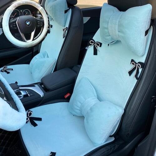 2021 Newest Autumn and Winter warm Car Seat Cushions for women Contracted design automobile interior decoration suit light blue