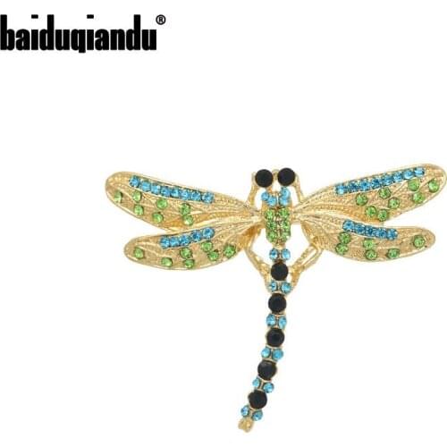 Baiduqiandu New Arrival Crystal Insect Dragonfly Brooch Lapel Pins Fashion Jewelry Dress Accessories