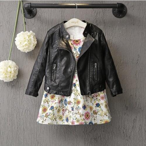 Baby Girls Clothes Long Sleeve Kids Jacket Fashion PU Leather Children Outwear Spring Coat Solid Girl Jackets