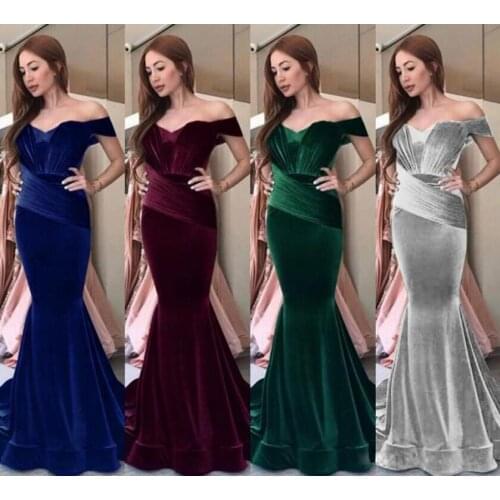 2021 Autumn Winter Corduroy Simple Long Off The Shoulder Slim Homecoming Dresses Ladies Sexy Mermaid Evening Party Prom Robes
