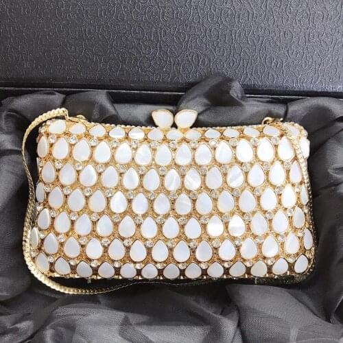 Bee In Fly Long hollow water drop diamond Evening Bag Handbags and Purses Diamond Wedding Party Bag