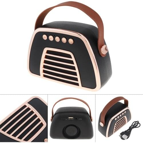 Mini Portable Wireless Speaker Outdoor Retro Vintage Suoofer Loudspeaker with FM Radio TF Card AUX USB for Home Party