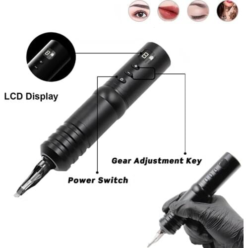 Professional Wireless Battery Tattoo Machine Pen Strong Quiet Motor Tattoo Gun Stable 1800MA Output Tattoo Supplies