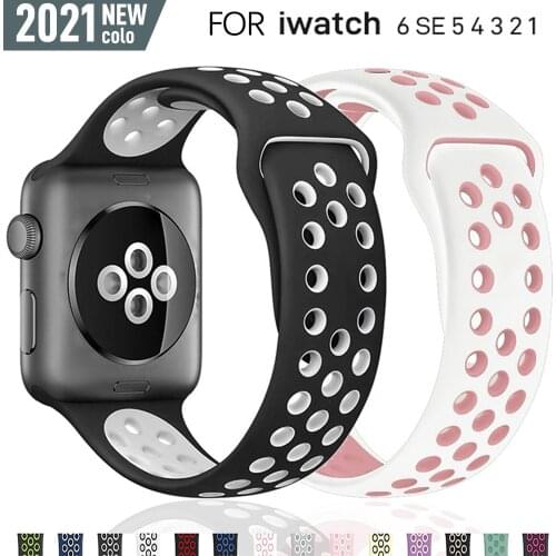 Sport Strap For Apple Watch Band 6 SE 5 4 44mm 40mm Silicone Breathable Belt Bracelet to iWatch Watchband Series 54321 38mm 42mm