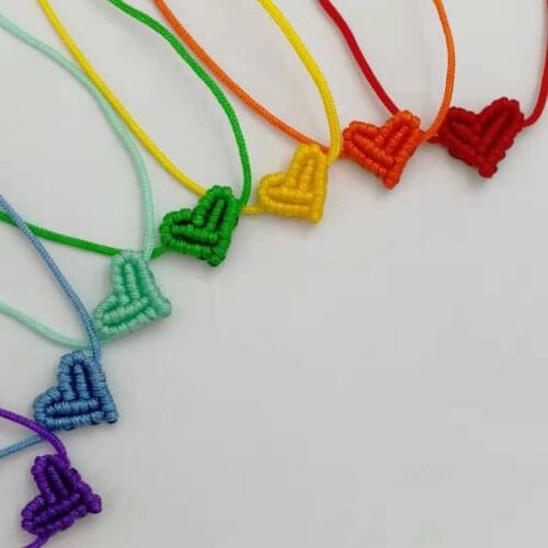 Handiwork Hand Knitting Peach Heart-Shaped Lucky Red Rope Bracelet Adjustable Women Bestie Charm Simple Men Couple Lovers Gift