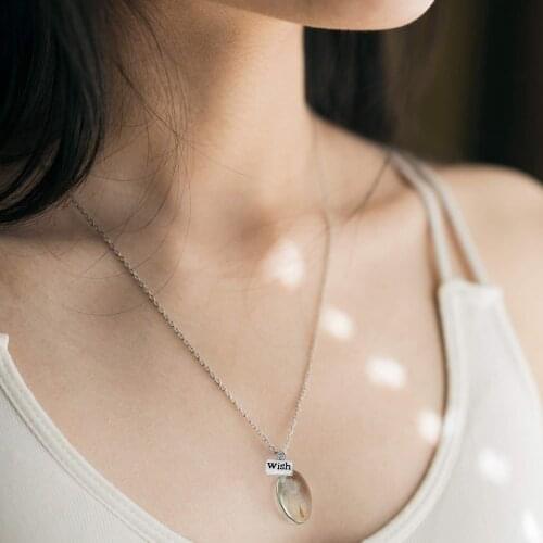Dandelion Seed Pendant Wish Necklace Real Nature Flowers Seed with Crystal Glass Pendant Minimalism Style For Women Gift