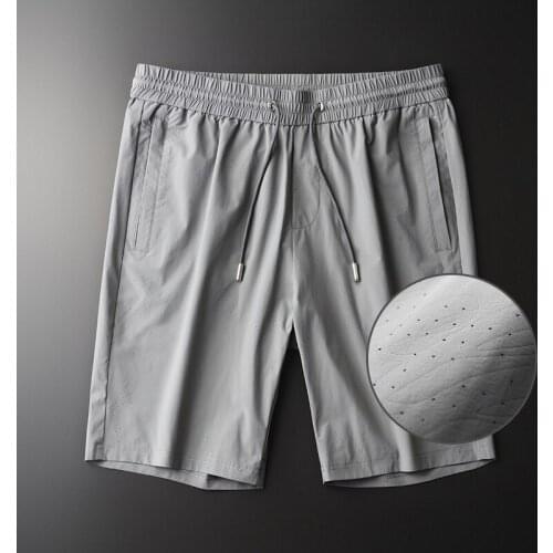 New Summer Mens Shorts High Quality Solid Collar Silky Cool And Breathable Grey Man Shorts Plus Size 4xl Slim Fit Male Pants