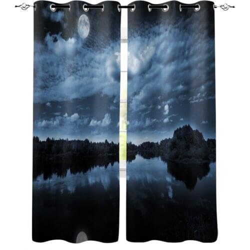 Night Sky Lake Curtains for Living Room Bedroom Kitchen Home Supplies Ready-made Window Curtains