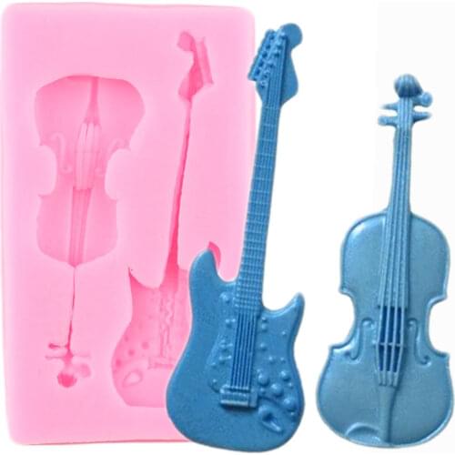 Guitar Violin Silicone Mold Baby Birthday Cake Decorating Tools Fondant Chocolate Gumpaste Mould Candy Polymer Clay Moulds