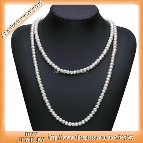 Sinya 120cm 7-8mm round natural freshwater pearl beads Long necklace 100% genuine classical pearl necklace jewelry for women