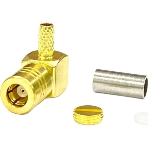 SMB Female Right Angle RF Coax Connector Crimp for RG316 RG174 Cable NEW Goldplated