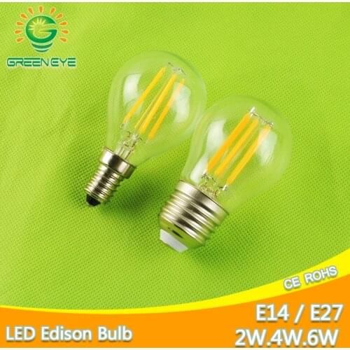 Led bulb E27 E14 2W 4W 6W G45 AC 220V 240V COB LED Glass Ball Bulb Edison lamp Antique Retro Vintage Led Filament Light