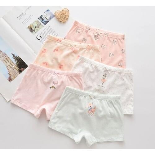 5Pcs/lot Girls Cotton Boxer Briefs Girl Panties Girls Boxer Shorts Childrens Panties Kids Underwear For 2-14 Years GU253