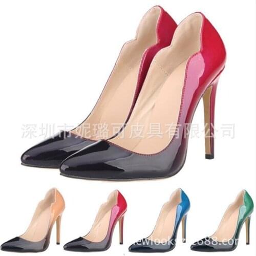 Designer Women Pumps Wedding Pointed Toe Patent Leather 11CM Thin High heels Slip On zapatos de mujer women shoes size 35-42