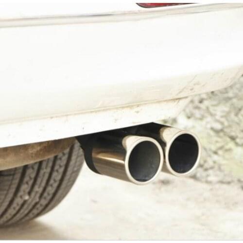 Universal Car Decoration Chrome Tail Pipe Stainless Steel Curved Dual-outlet Exhaust Trim Muffler Pipe Tail