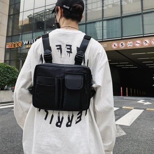 Vintage Hip Hop Tactical Functional Men Shoulder Bag Streetwear Adjustable Chest Vest Bags Package Streetwear Techwear Backpack