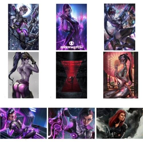 Widowmaker Overwatch Sexy Canvas Game Poster Canvas Scrolls Cloth Paintings Wall paper Home Decoration Painting Anime Poster Set
