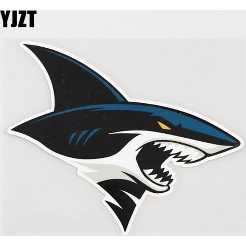 YJZT 13.4CMX11.2CM Ferocious Shark Car Sticker Animal Pattern Pvc Decal 6A-0083