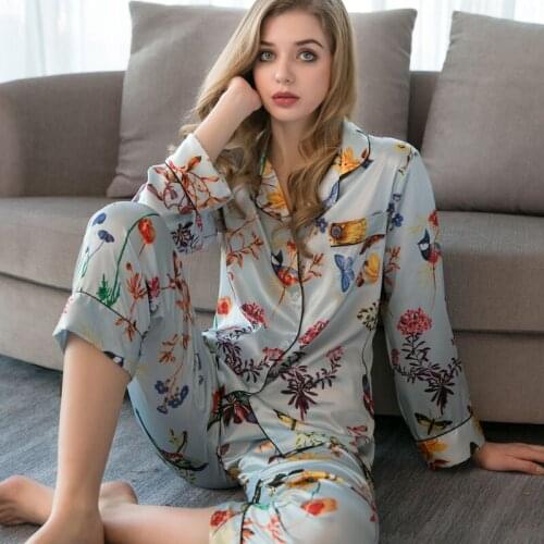 Satin Silk Pajamas for Womens Set Pyjamas Button Pigiama Donna pjs Summer Mujer Pijama Sleepwear Nightwear Pizama Damska 2Pcs