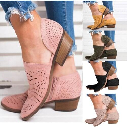 2021 Spring Autumn Explosions Europe America Popular Leisure Hollow Low-heeled Shoes Women Heel Size 35-43