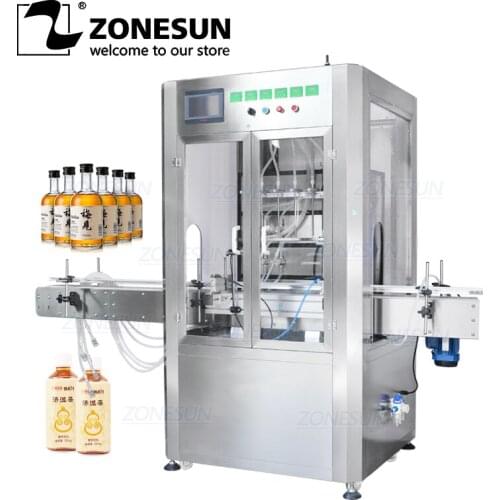 ZONESUN 6 Head Automatic Essential Oil Juice Water Jar Bottle Filler Liquid Filling Machine Line With Dust Shield