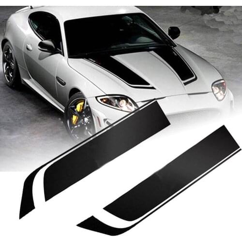 2pcs 85*24CM Black Racing Sports Stripe Sticker Universal Car Hood Bonnet Vinyl Decals Car-Styling Stickers Universal Stickers