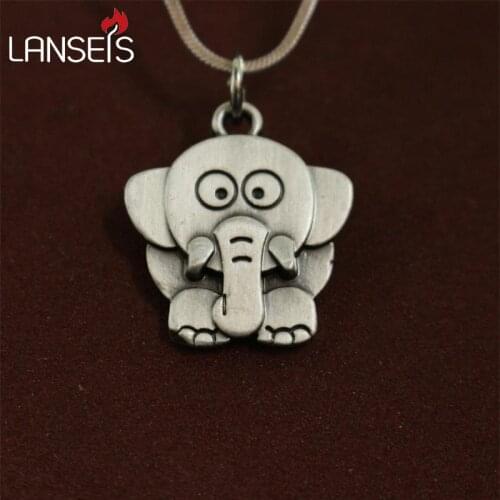 Lanseis 20pcs wholesale tiny Cute Cartoon Elephant pendants for women necklace Animal jewelry Simple necklaces gift for friend