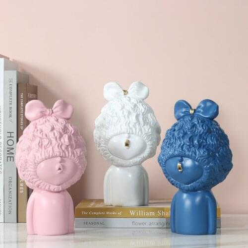 2021 of transport of the new Creative Rich Hair Girl Model Statue in Resina Bow-node of the Girl Figures of Decoration of the