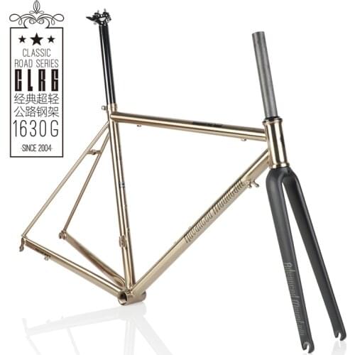 2021 New AM CLR6200 Reynolds 520 Steel 700C Road Bike Frame CRMO with Carbon Fork Touring Bicycle Frameset