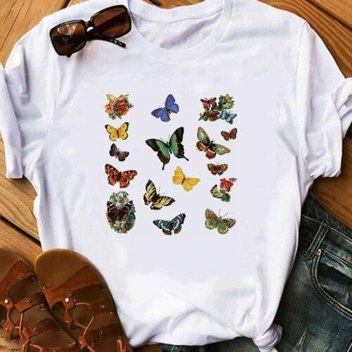 24M-9T Kid Shirt Casual Girls T Shirts Plant Butterfly Colorful Novelty Print Boy Tshirts Kids White Summer Toddler Clothes Cute